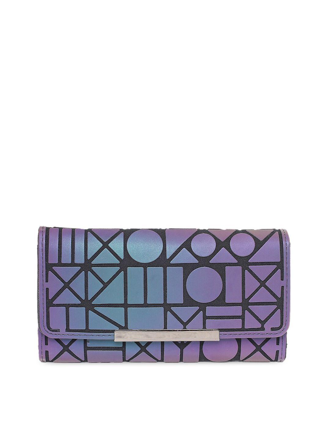 baomi women grey geometric pu three fold wallet