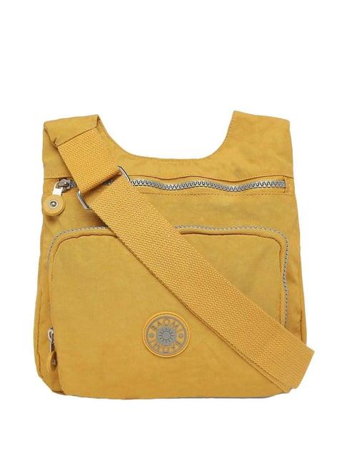 baomi yellow solid medium cross body bag