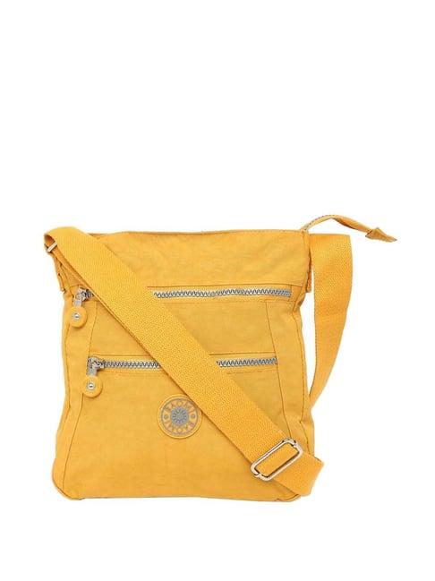 baomi yellow solid medium cross body bag