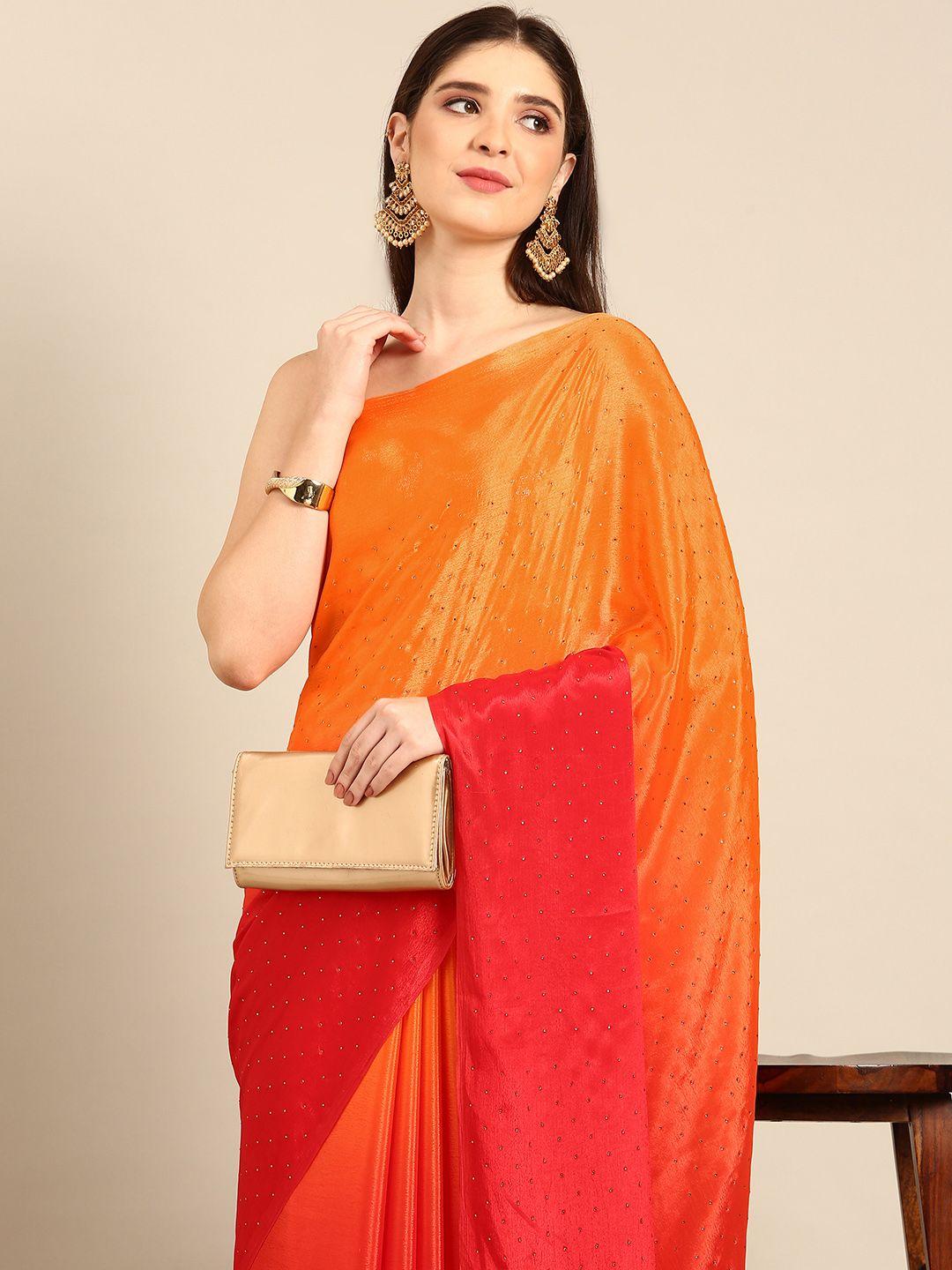 baps colourblocked beads and stones pure chiffon designer saree