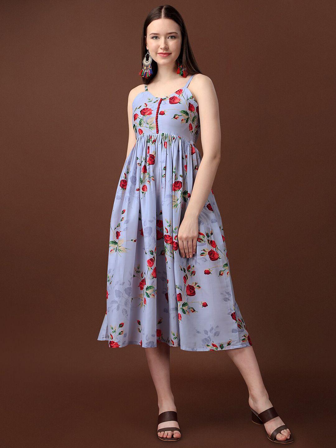 baps floral printed cotton fit & flare ethnic dress