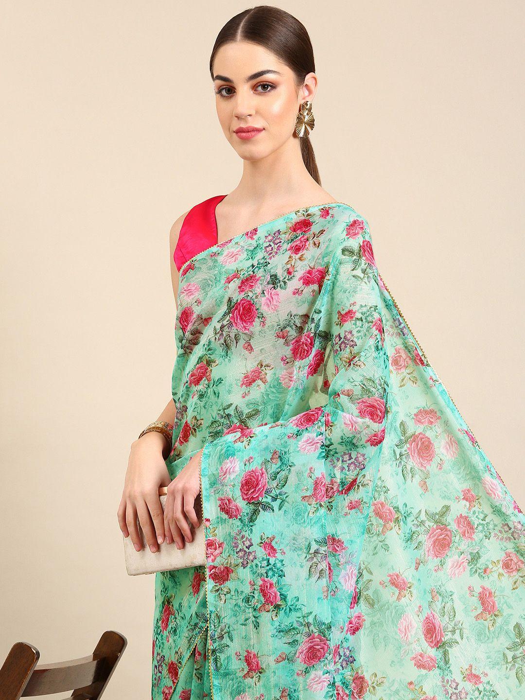 baps floral printed gotta patti saree