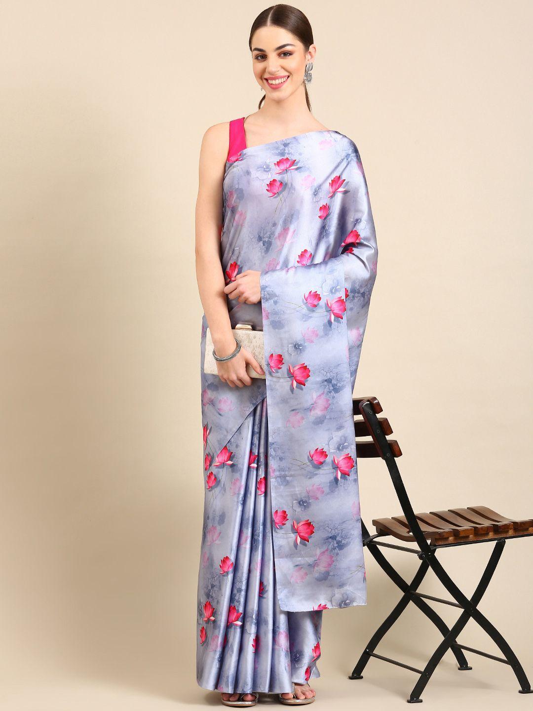 baps floral printed satin saree