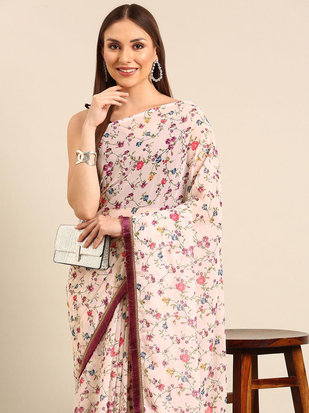 baps floral pure georgette saree