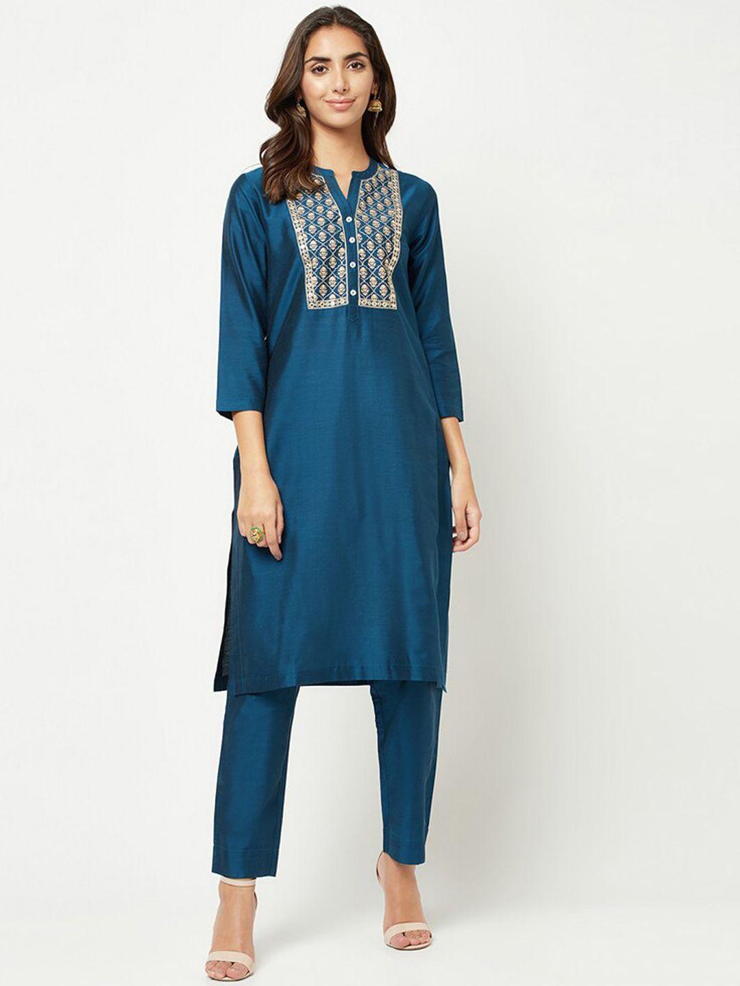 barara ethnic ethnic motifs embroidered mirror work kurta with trousers