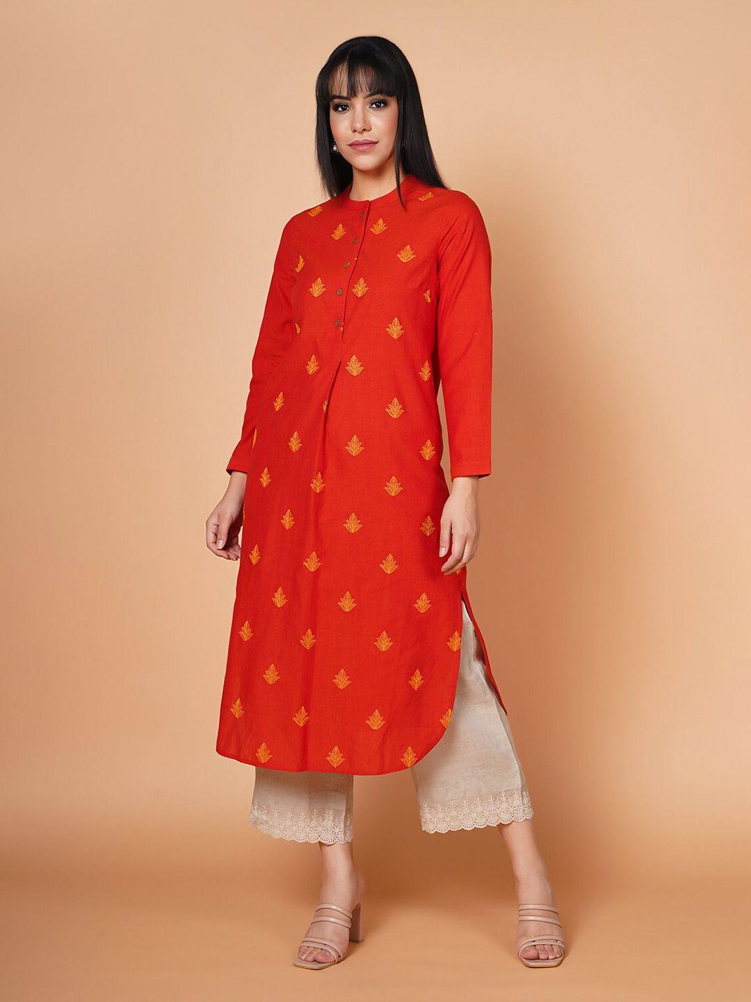 barara ethnic ethnic motifs embroidered thread work pure cotton kurta