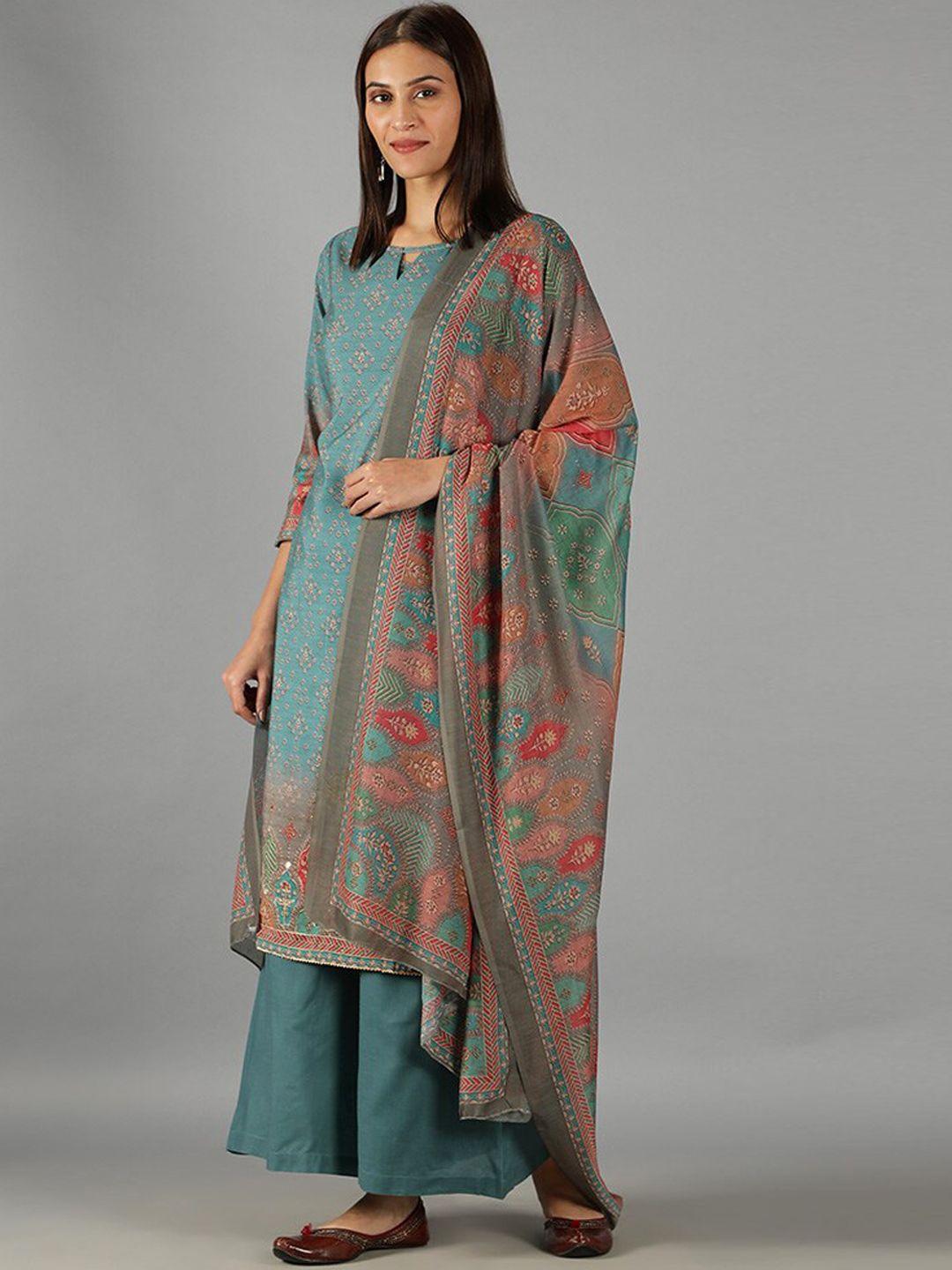 barara ethnic ethnic motifs printed pure cotton kurta with palazzos & dupatta