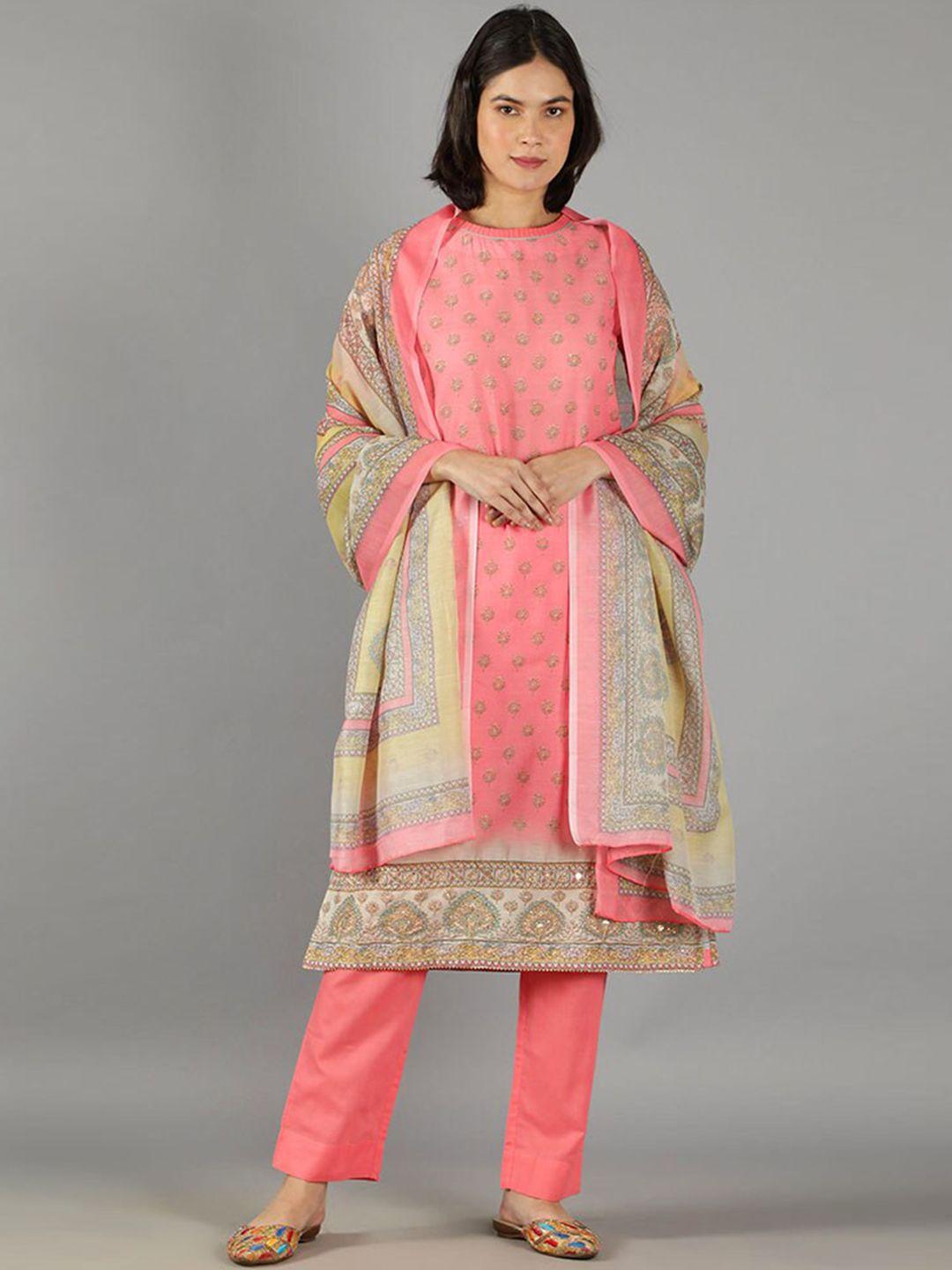 barara ethnic ethnic motifs printed pure cotton kurta with trousers & with dupatta