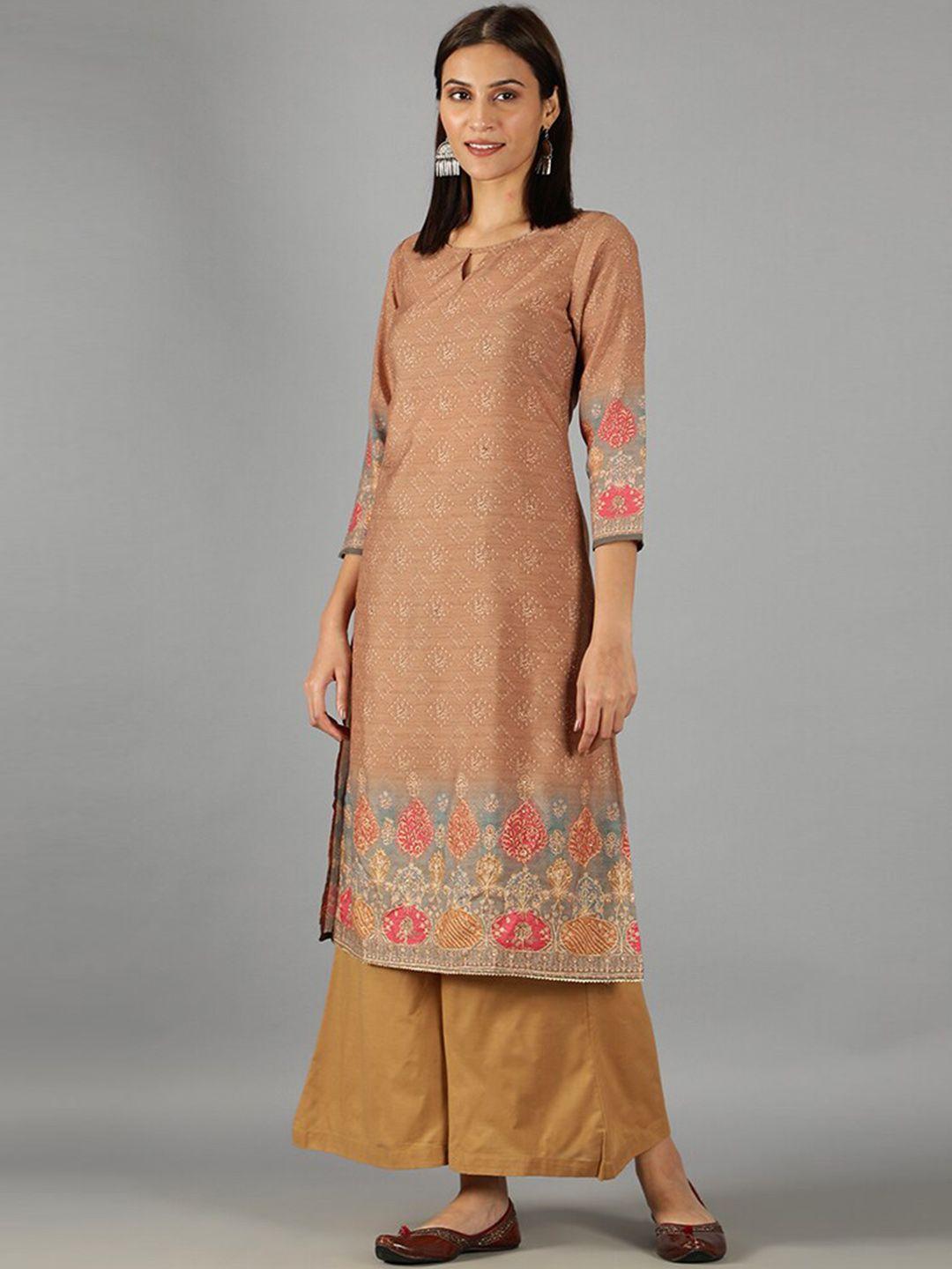 barara ethnic floral printed pure cotton kurta with palazzos & with dupatta