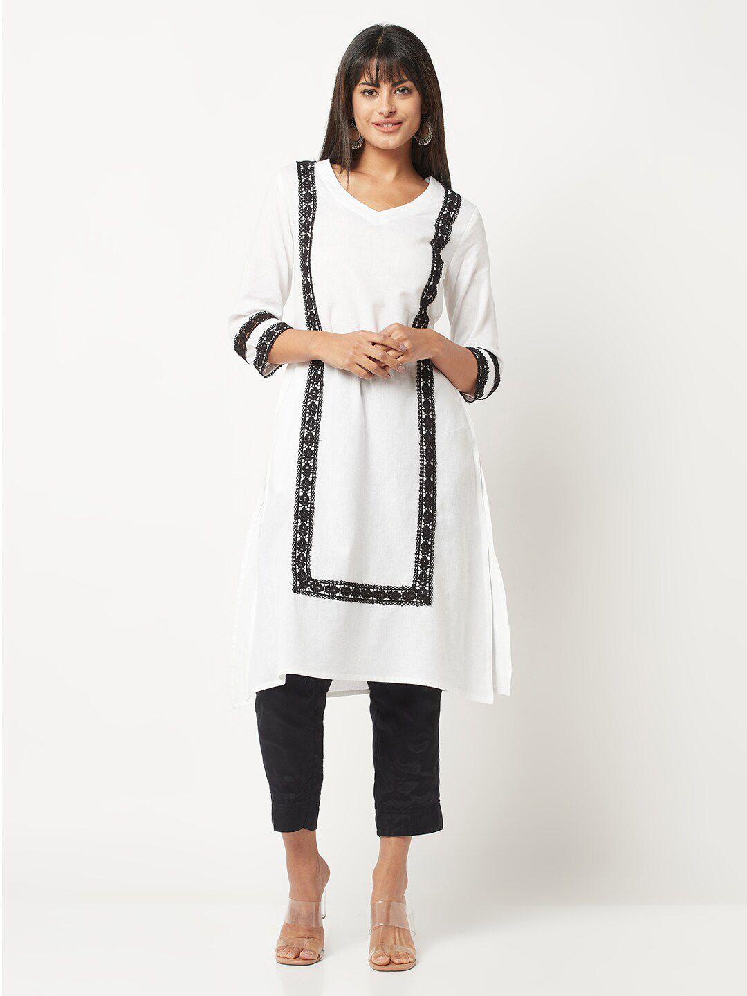 barara ethnic lace inserted straight a-line kurta