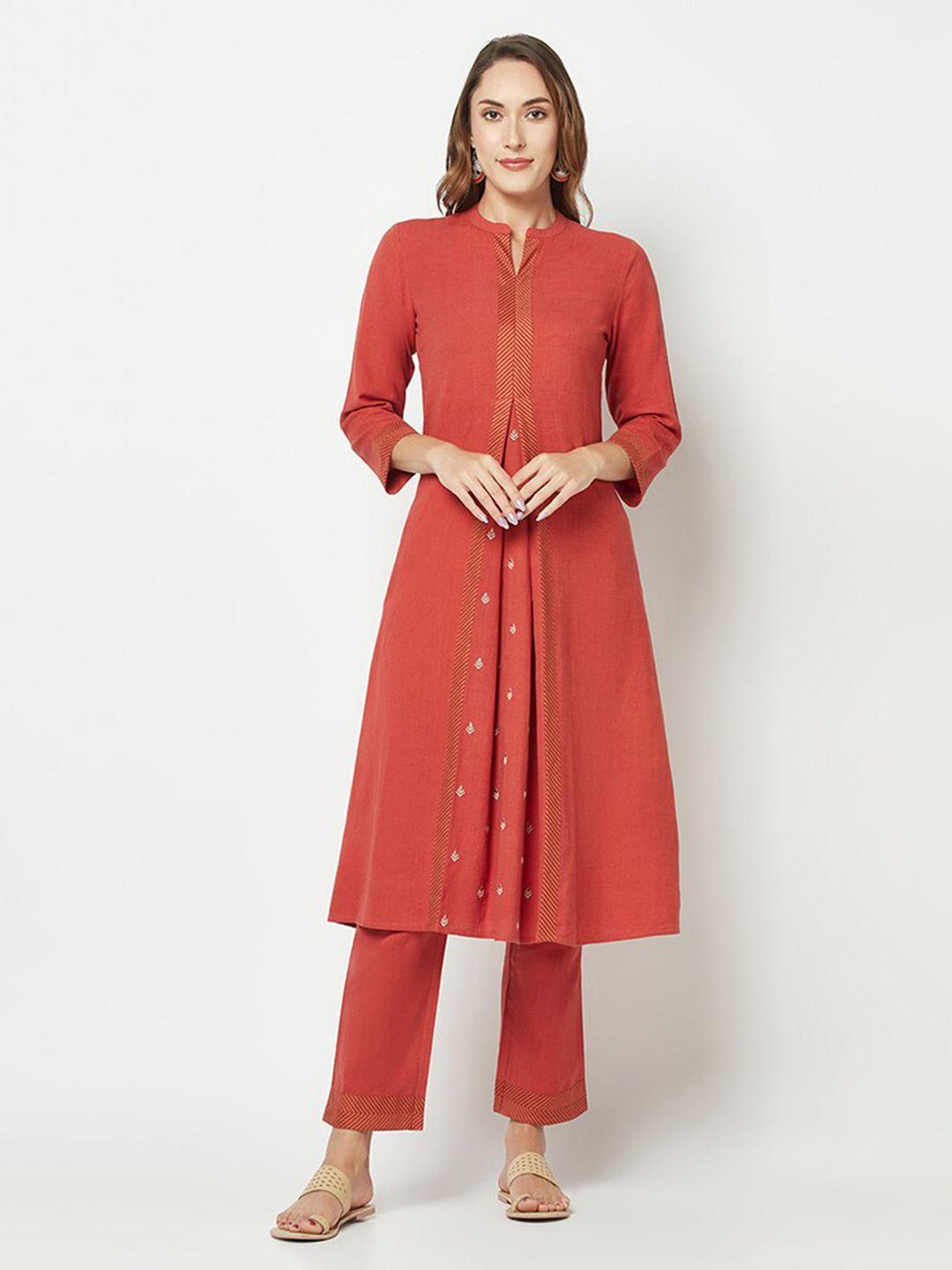 barara ethnic mandarin collar a-line kurta with trousers