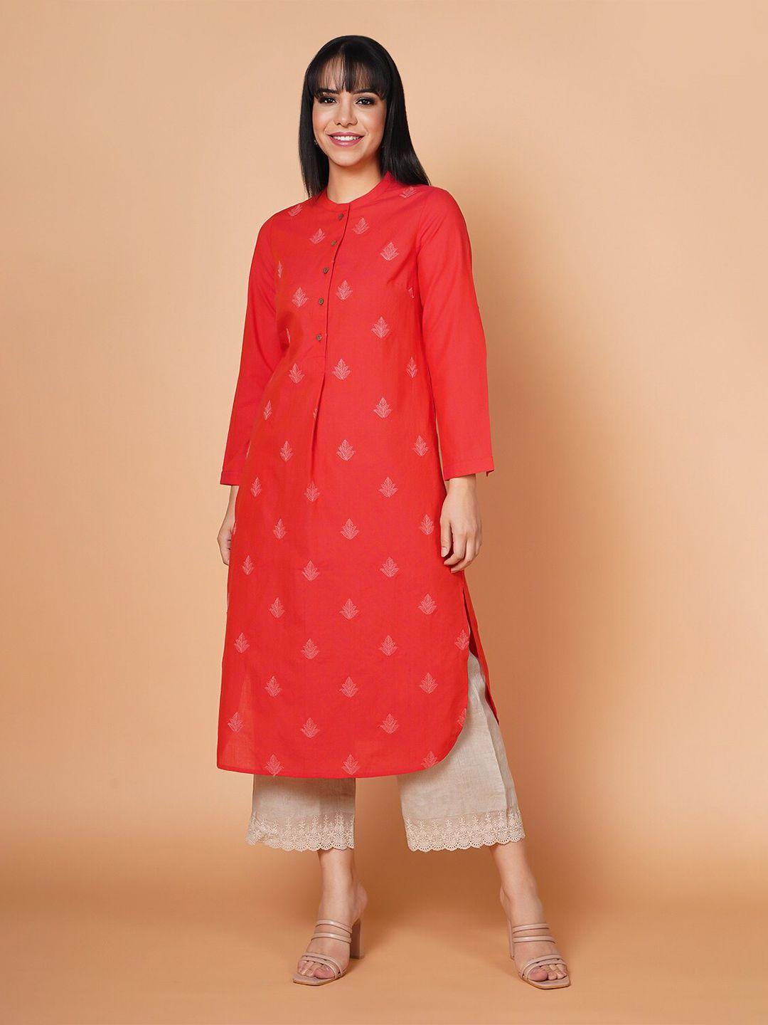 barara ethnic women ethnic motifs embroidered mandarin collar cotton kurta