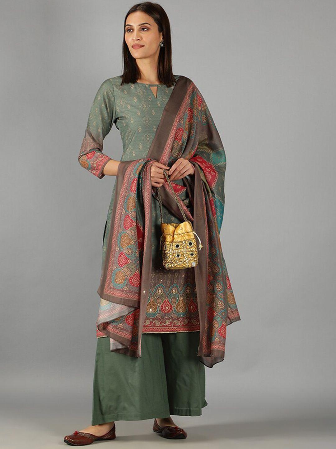 barara ethnic women ethnic motifs printed pure cotton kurta with palazzos & dupatta