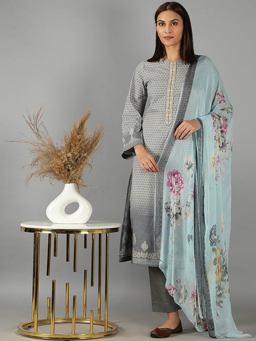 barara ethnic women ethnic motifs printed pure cotton kurta with trousers & dupatta