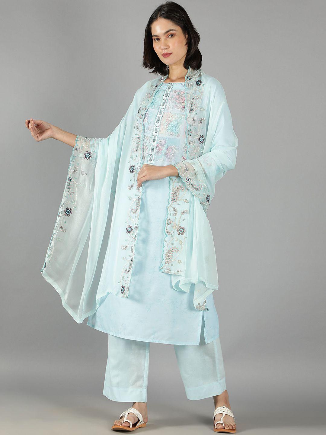 barara ethnic women floral printed pure cotton kurta with trousers & with dupatta