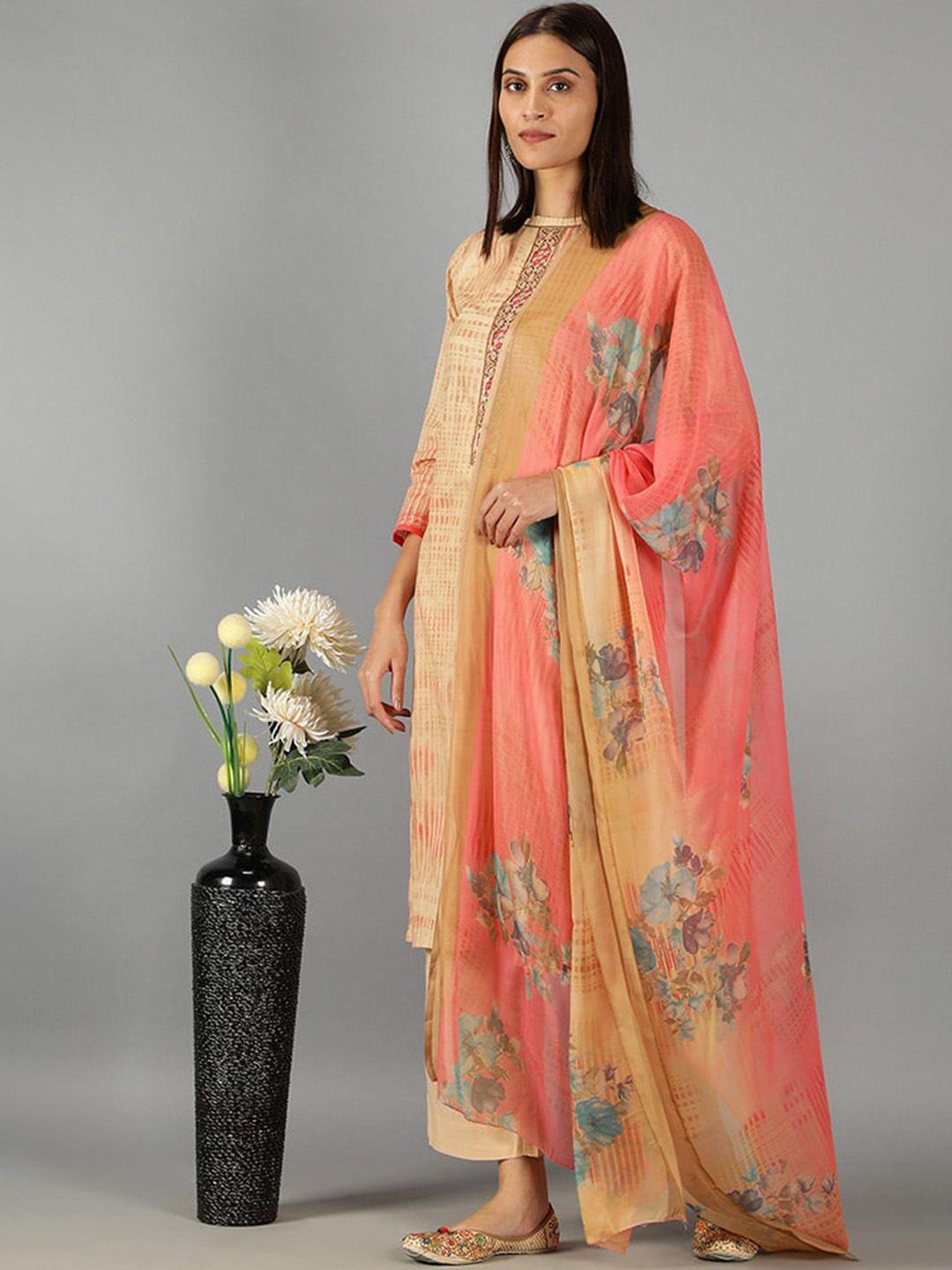 barara ethnic women printed pure cotton kurta with trousers & dupatta