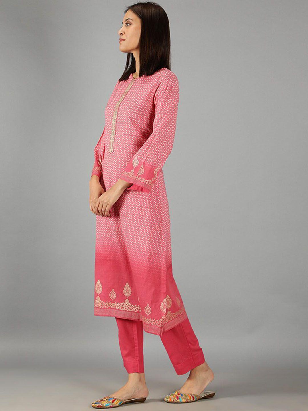 barara ethnic women printed pure cotton kurta with trousers & dupatta