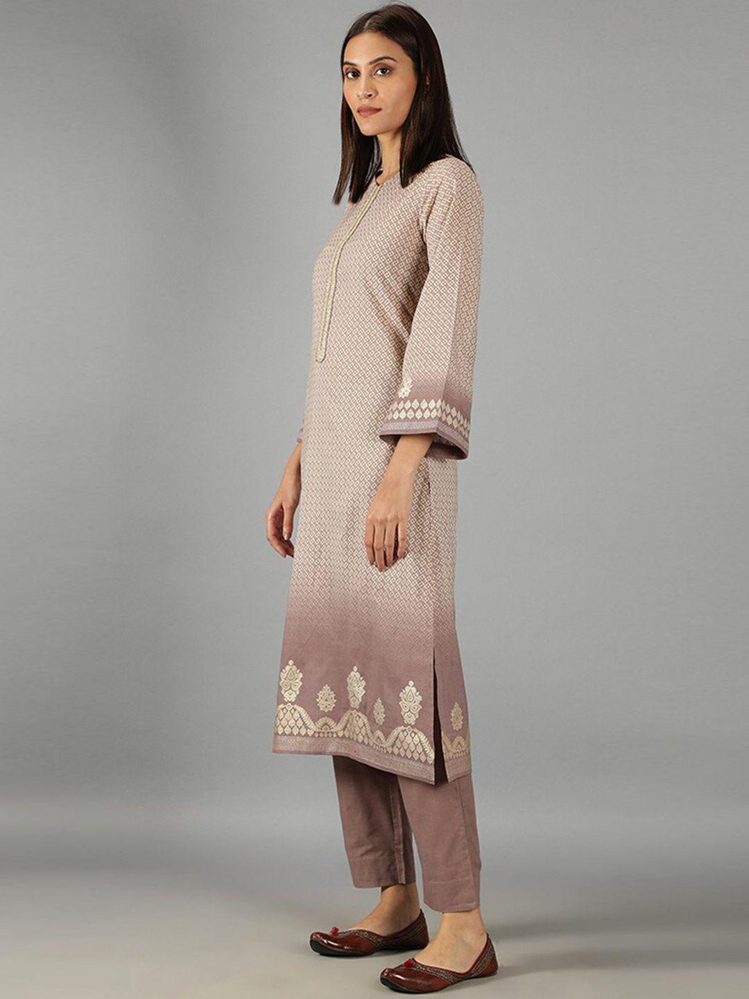 barara ethnic women printed pure cotton kurta with trousers & with dupatta