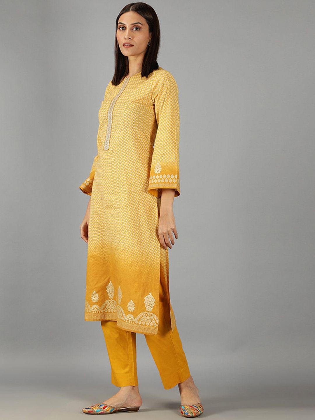 barara ethnic women printed pure cotton kurta with trousers & with dupatta