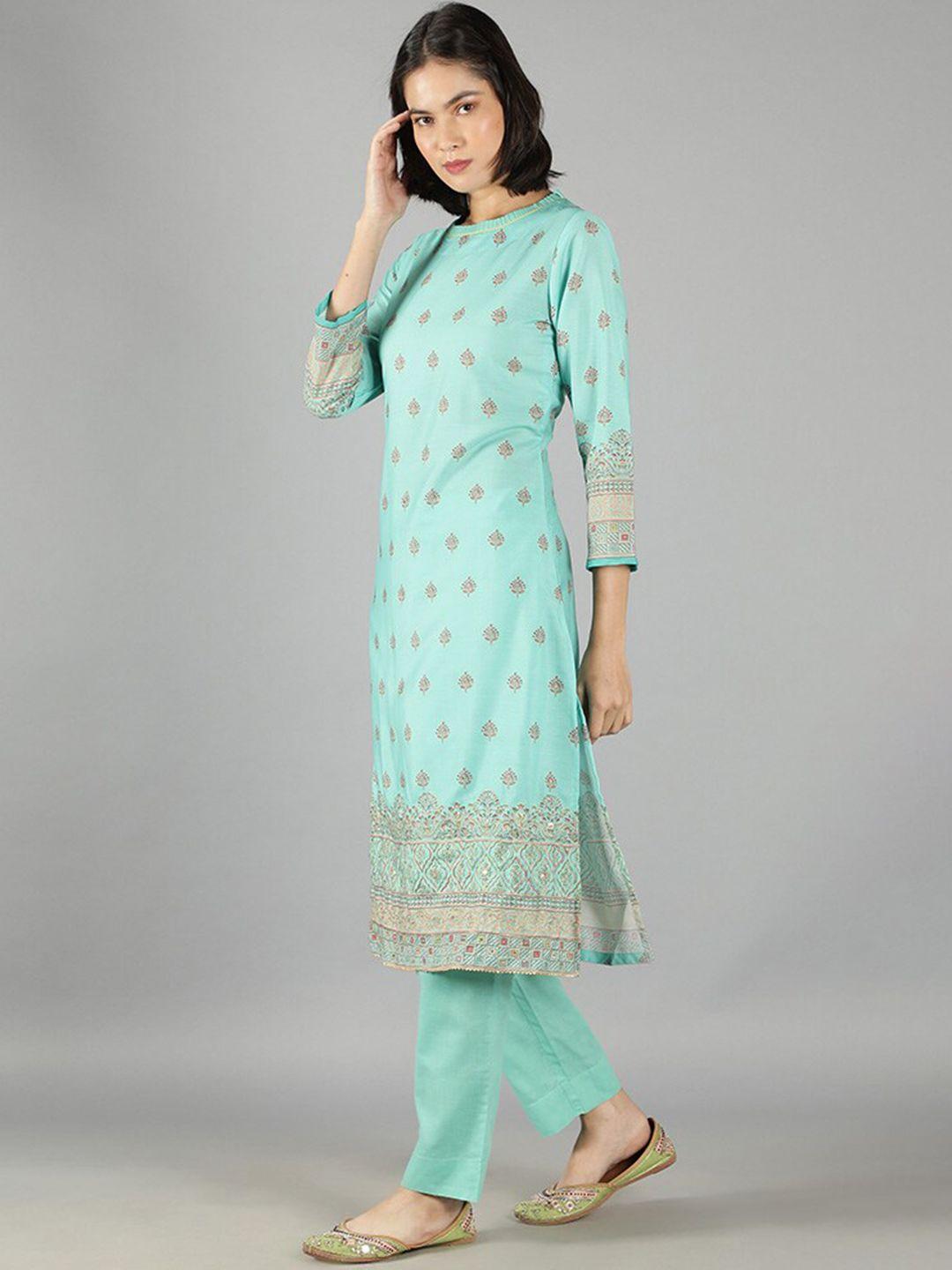 barara ethnic women pure cotton ethnic motifs printed kurta with trousers & with dupatta