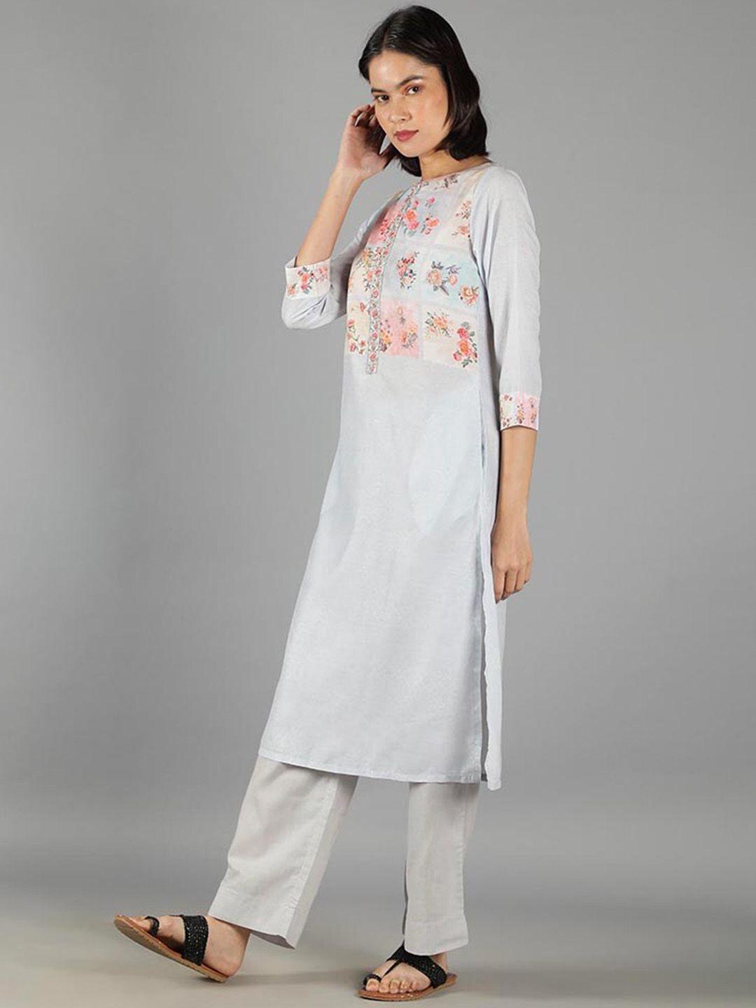 barara ethnic women pure cotton floral printed kurta with trousers & with dupatta