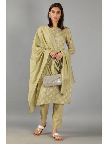 barara ethnics green printed kurta set