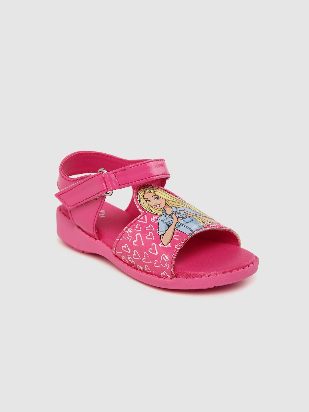 barbie girls pink & blue printed open toe flats