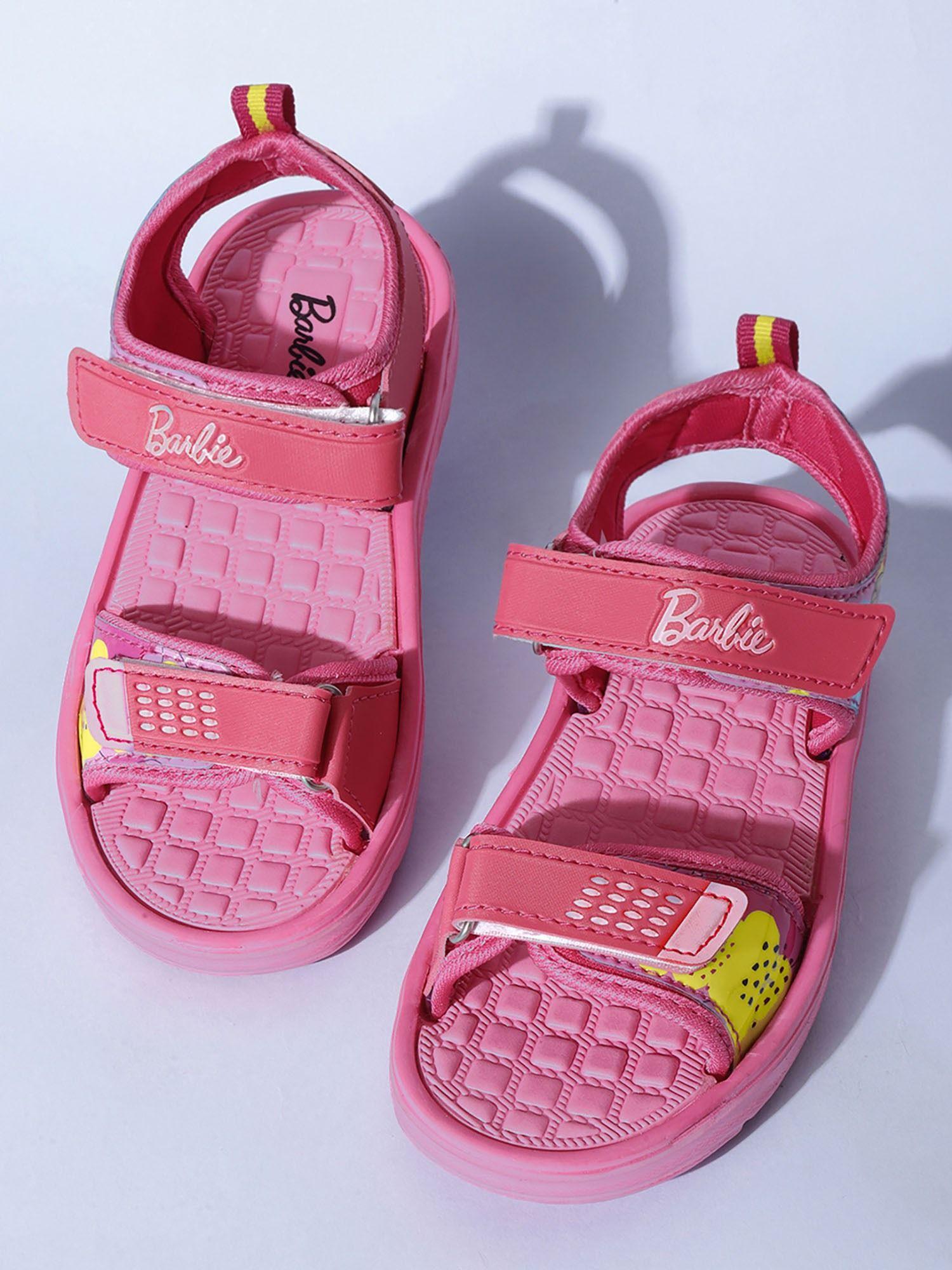 barbie pink printed sandals for girls