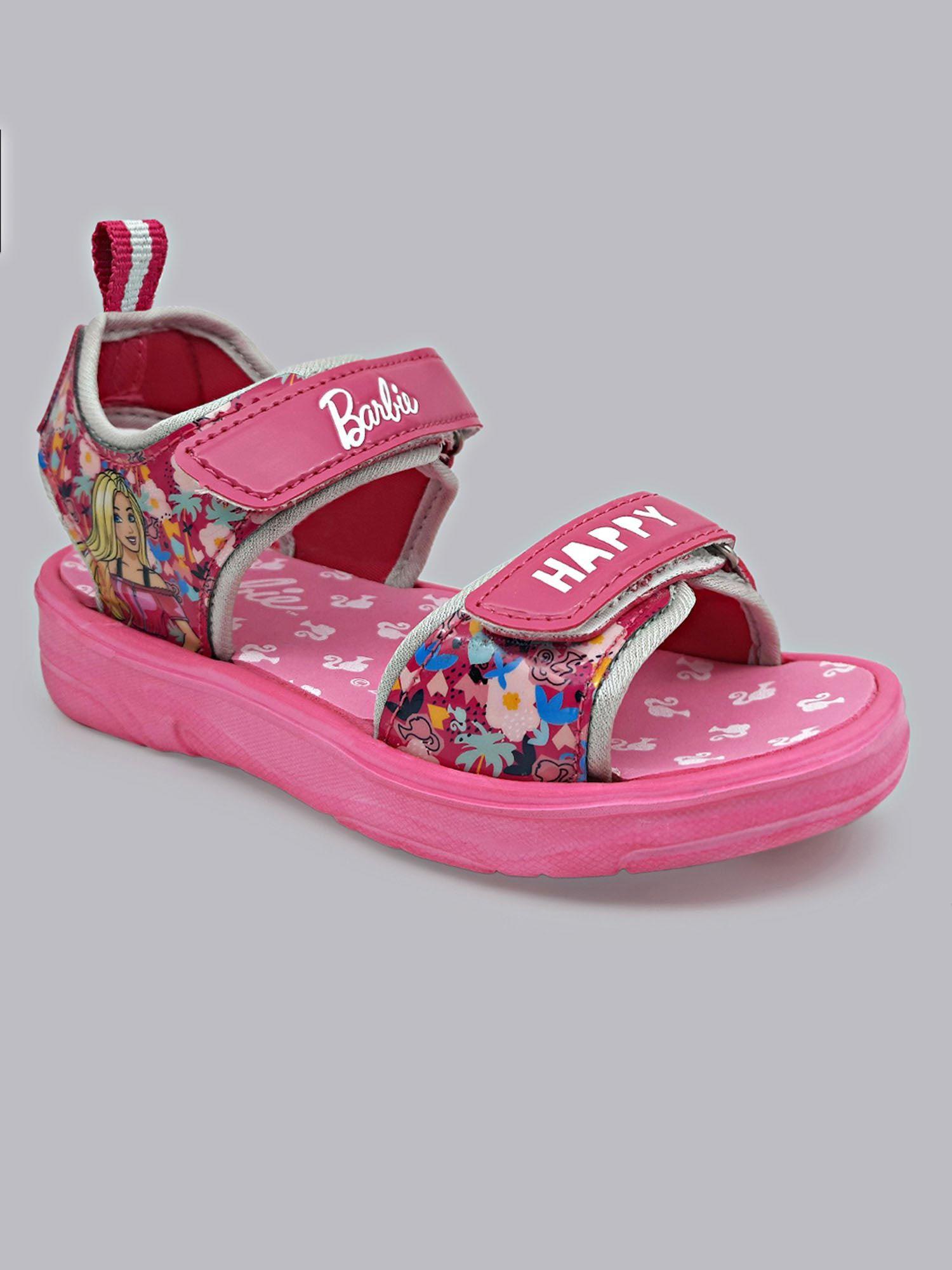 barbie printed sandals for girls - pink
