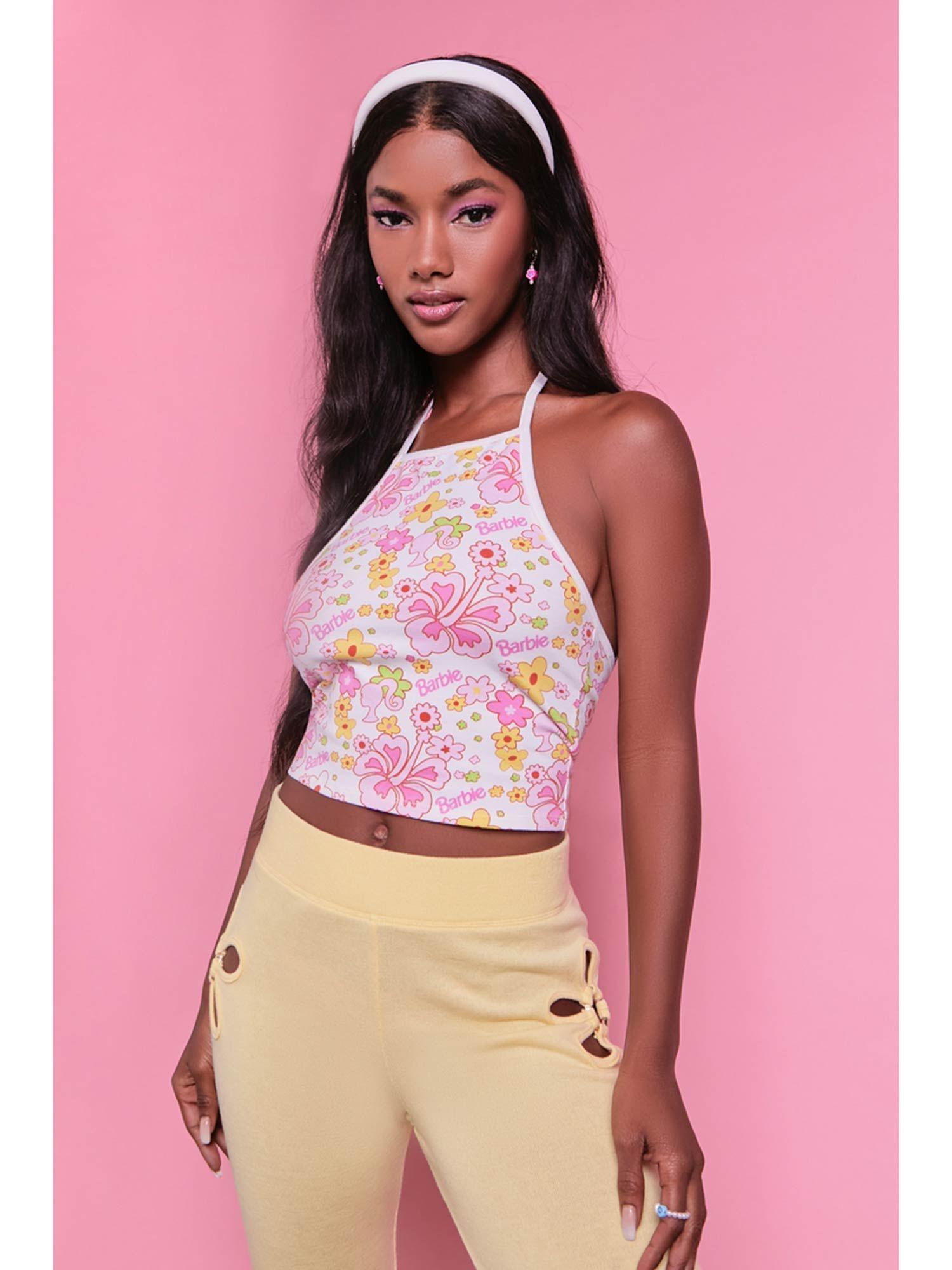 barbie floral multi crop tops