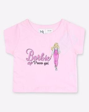 barbie print round-neck cotton t-shirt