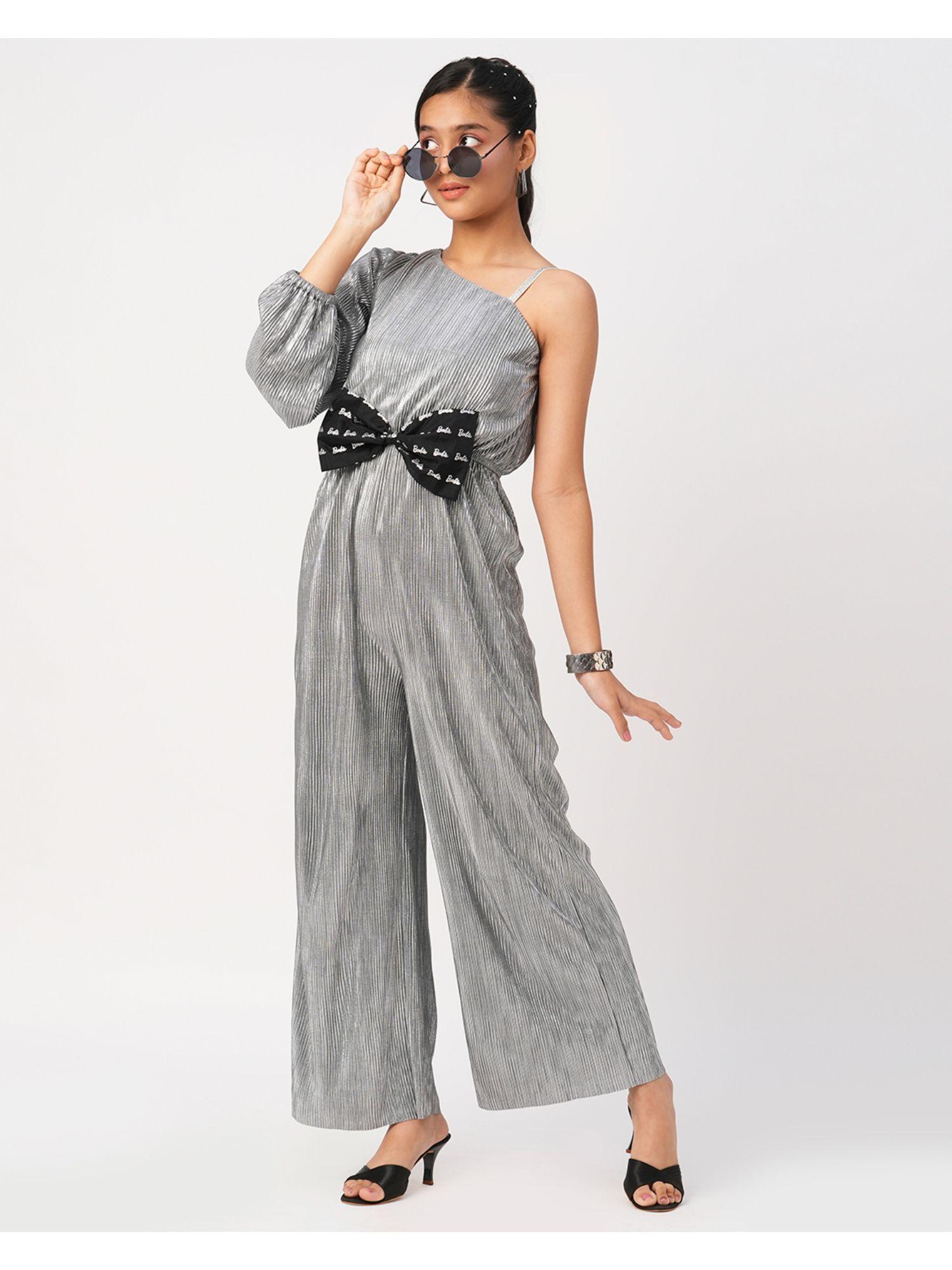 barbie silver shimmer rockstar grey jumpsuit for girls