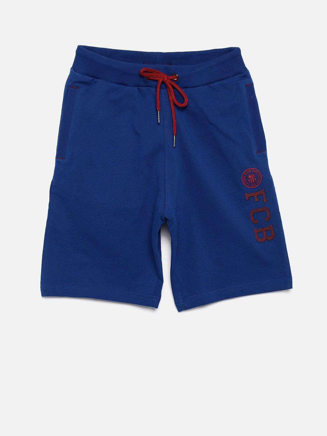 barcelona boys blue solid regular fit shorts