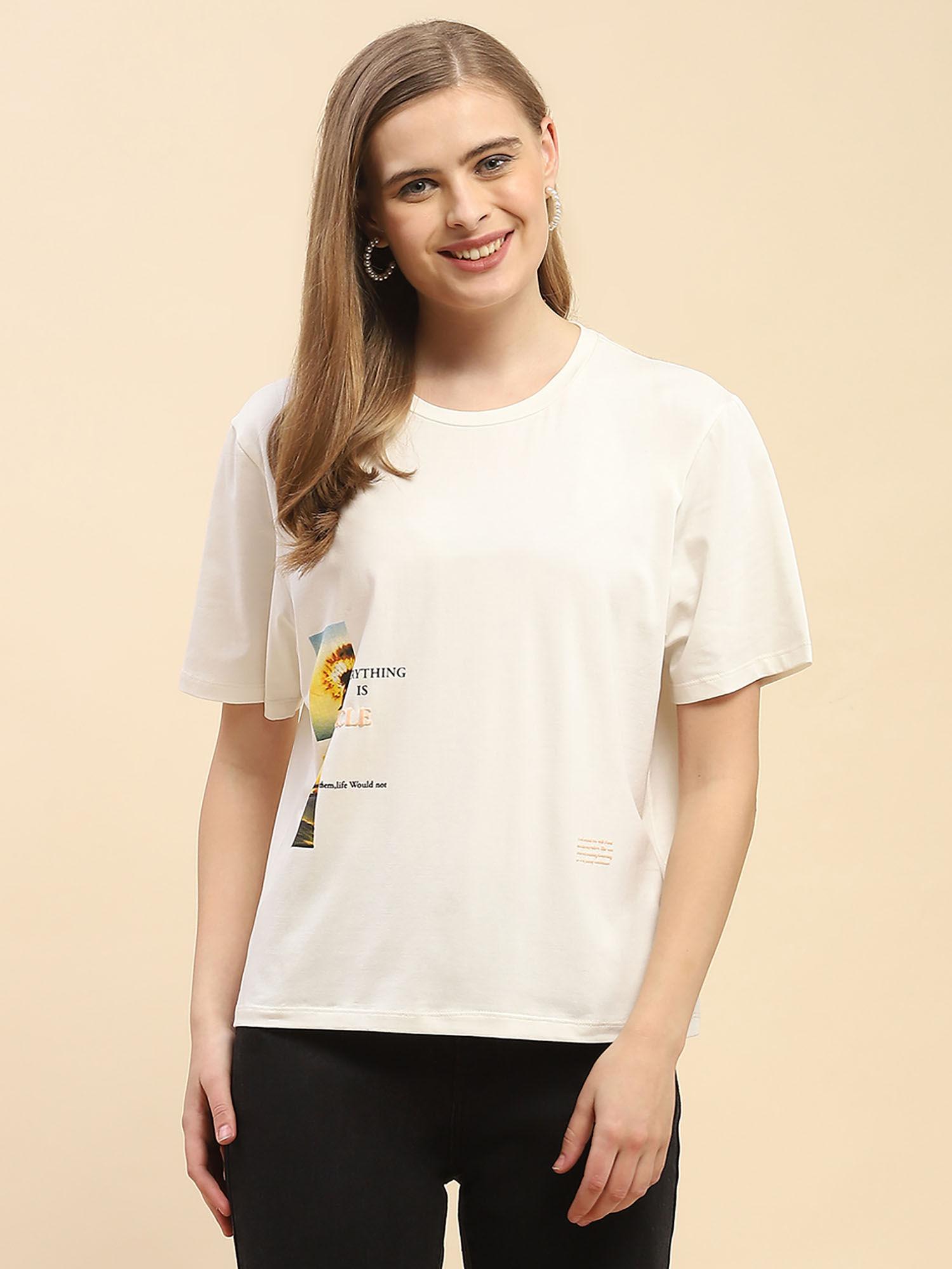 barcelona graphic printed white polo neck t-shirt