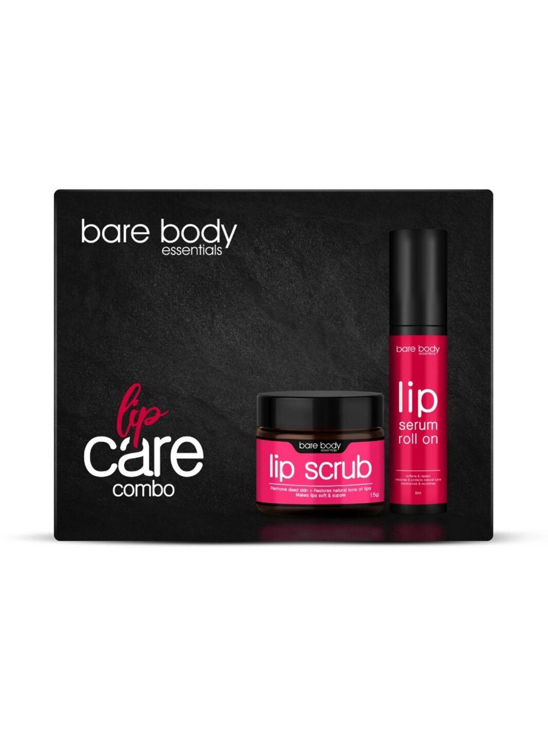 bare body essentials lip care combo - lip scrub 15g & lip serum roll on 8ml