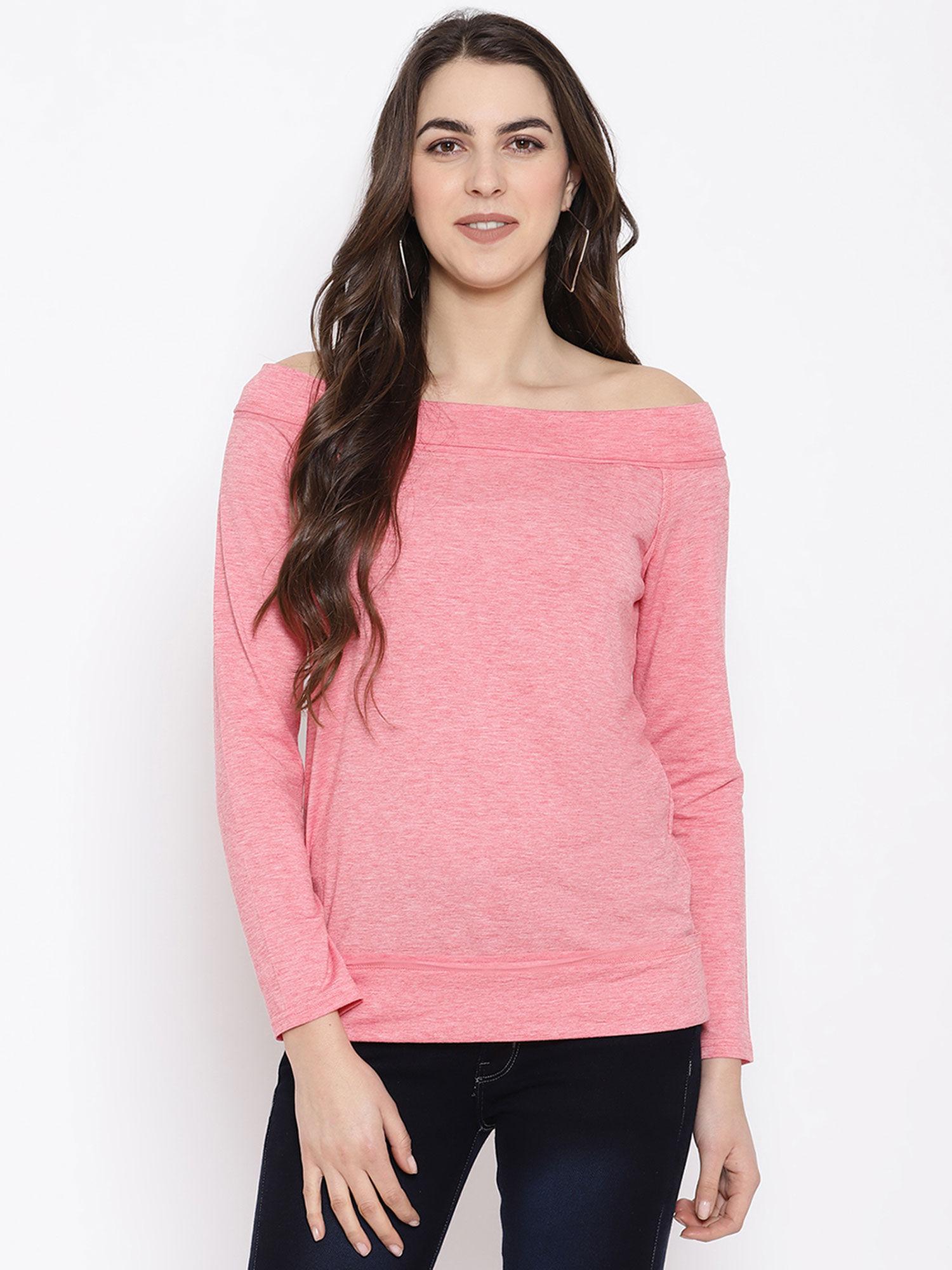 bare shoulder long sleeve top