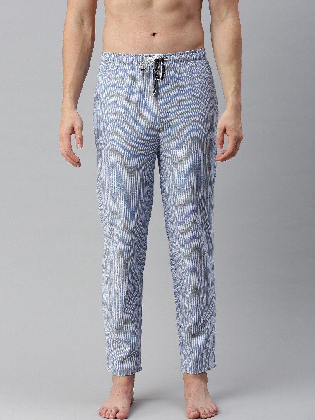 bareblow men striped mid-rise cotton lounge pants