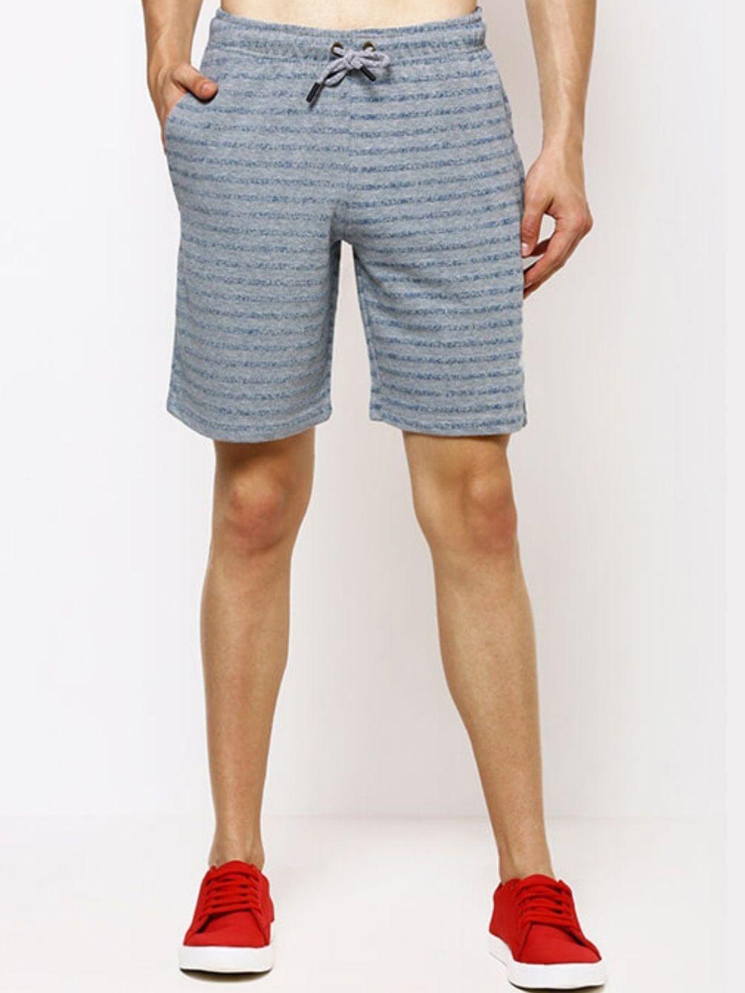 bareblow men striped mid-rise cotton regular shorts