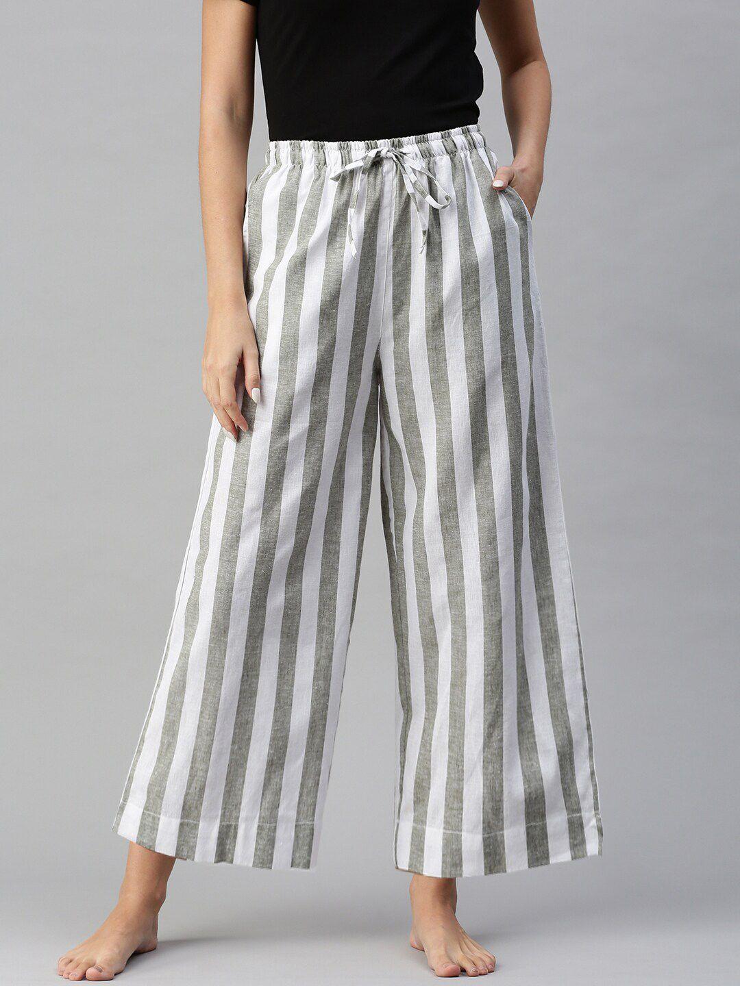 bareblow women striped cotton flared lounge pants