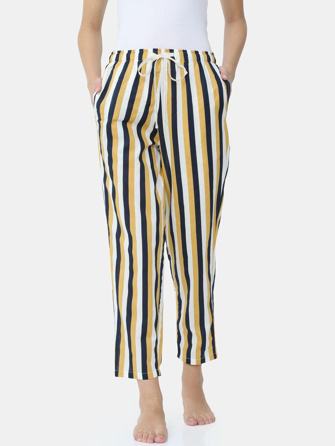 bareblow women yellow & black striped lounge pants