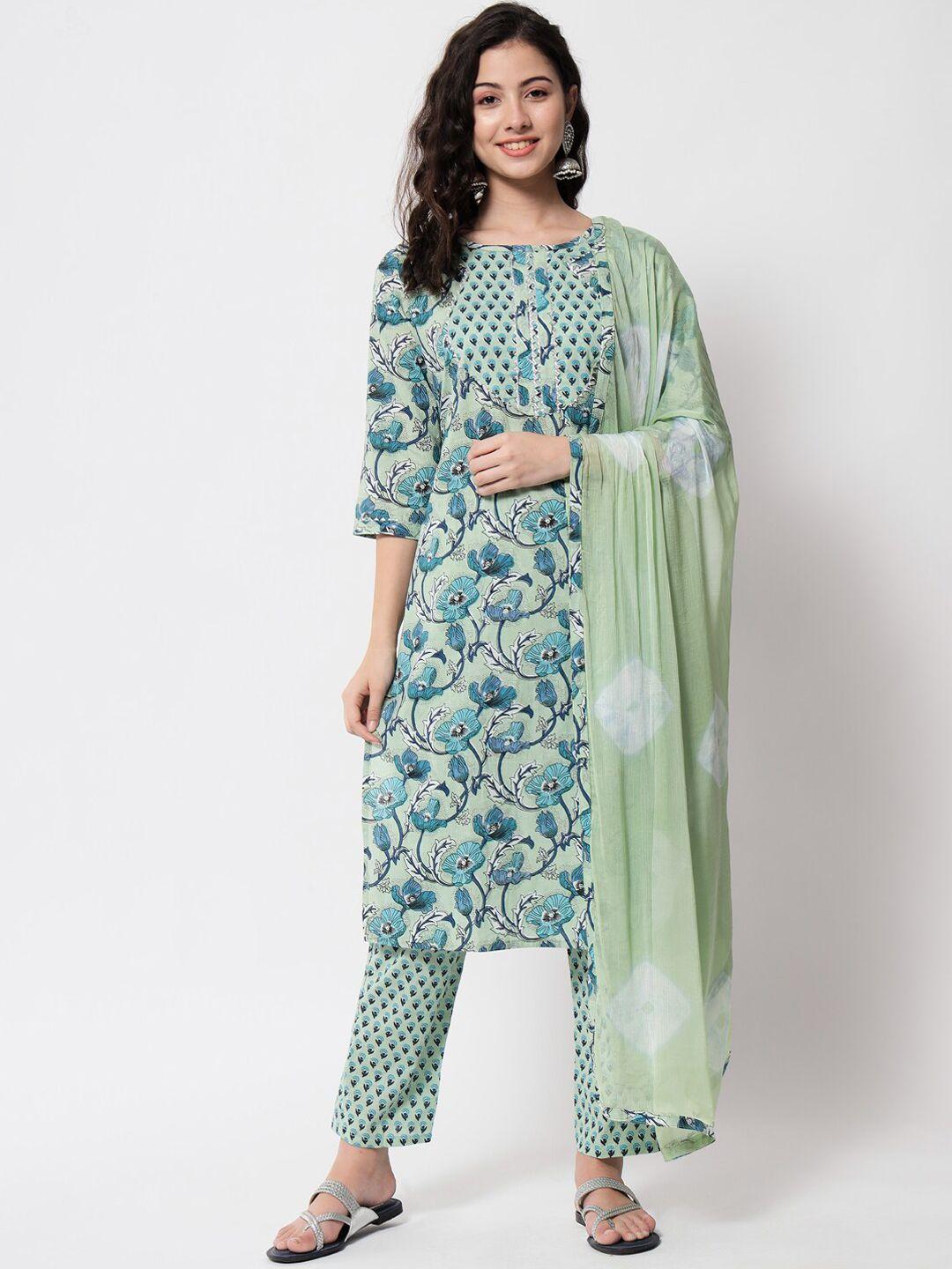barkha fab women floral yoke design gotta patti pure cotton kurta set