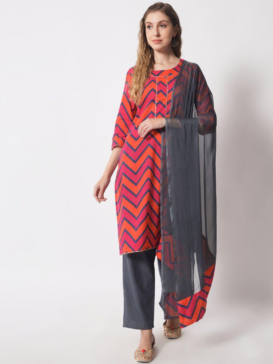 barkha fab women printed kurta with trousers & with dupatta