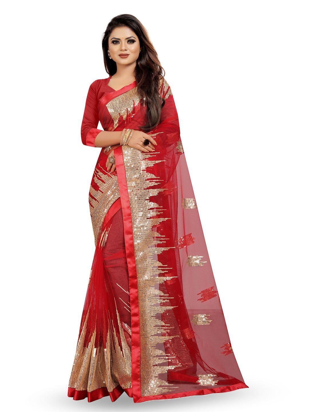 barkiya creation embellished sequined net saree
