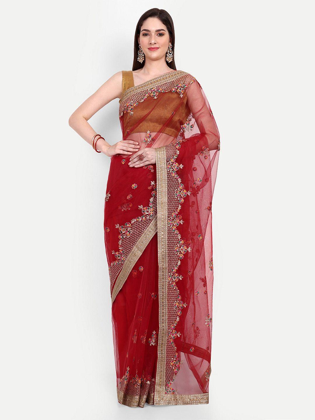 barkiya creation ethnic motifs embellished zari net saree