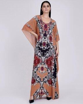 baroque print kaftan dress