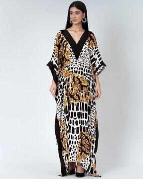 baroque print kaftan dress