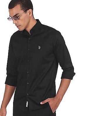 barrel cuff solid casual shirt