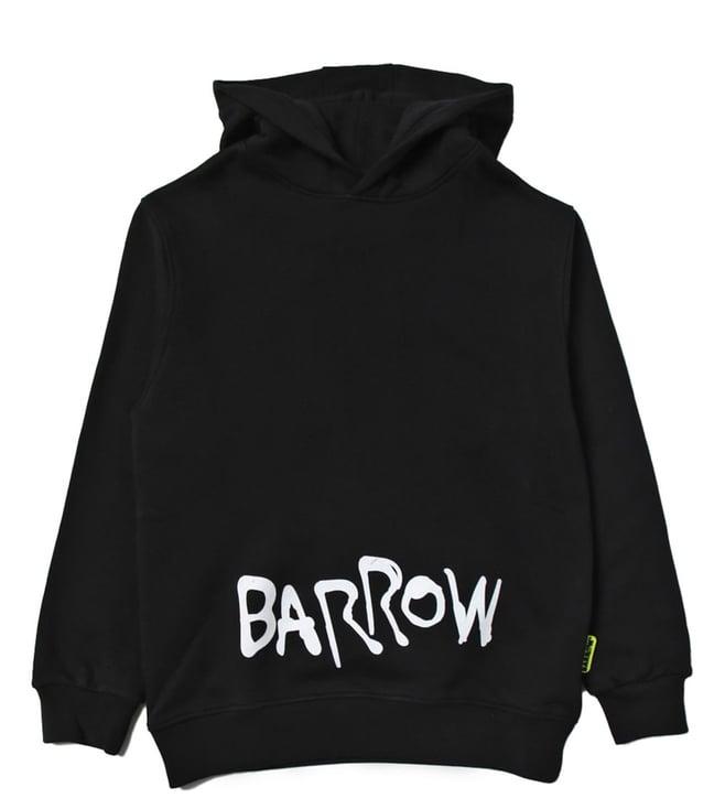 barrow kids black logo straight fit hoodie