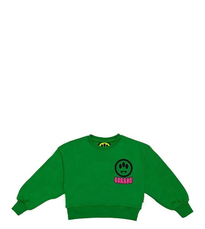 barrow kids green logo straight fit sweatshirt