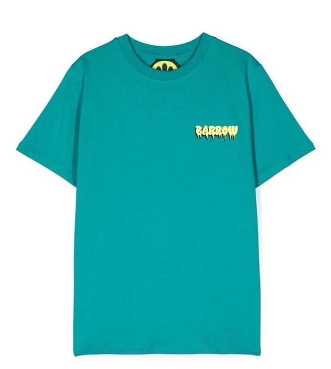 barrow kids green printed straight fit t-shirt